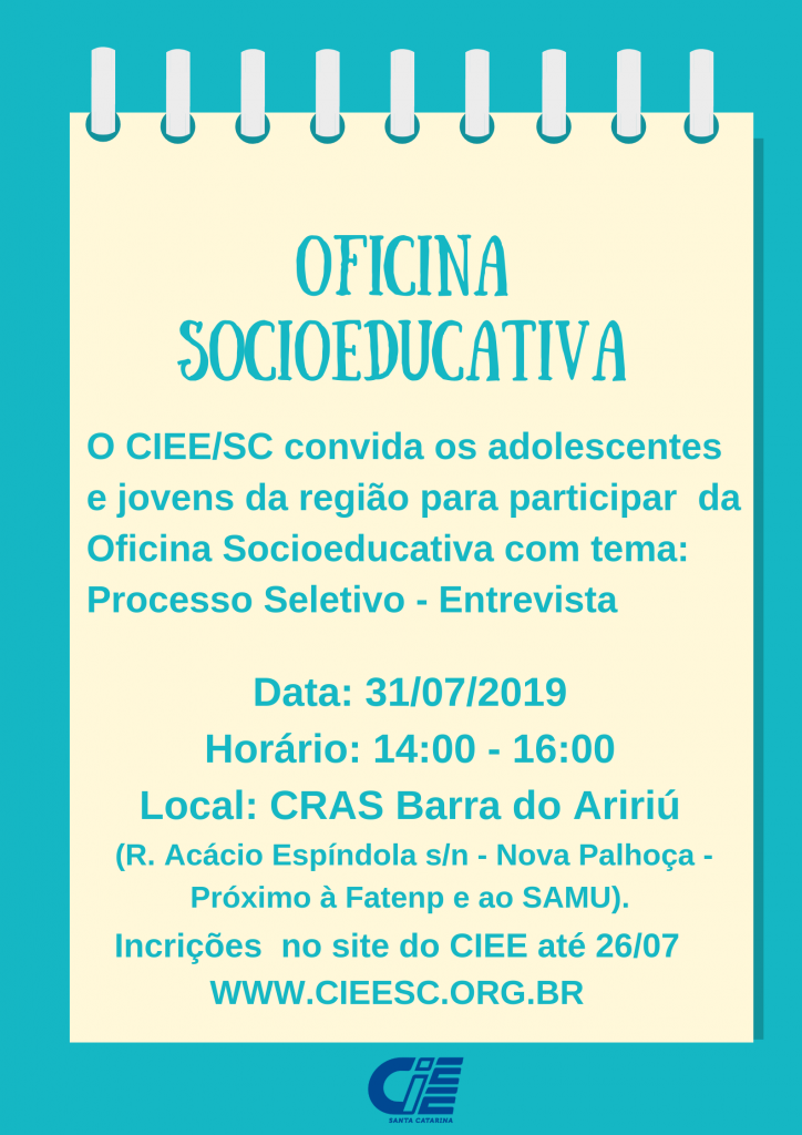 Inscrições abertas para Oficina Socioeducativa no CRAS Barra do Aririú