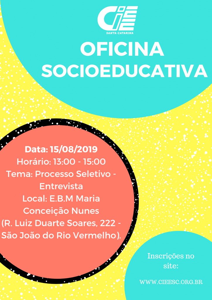 Inscrições para as Oficinas Socioeducativas no E.B.M Maria Conceição Nunes