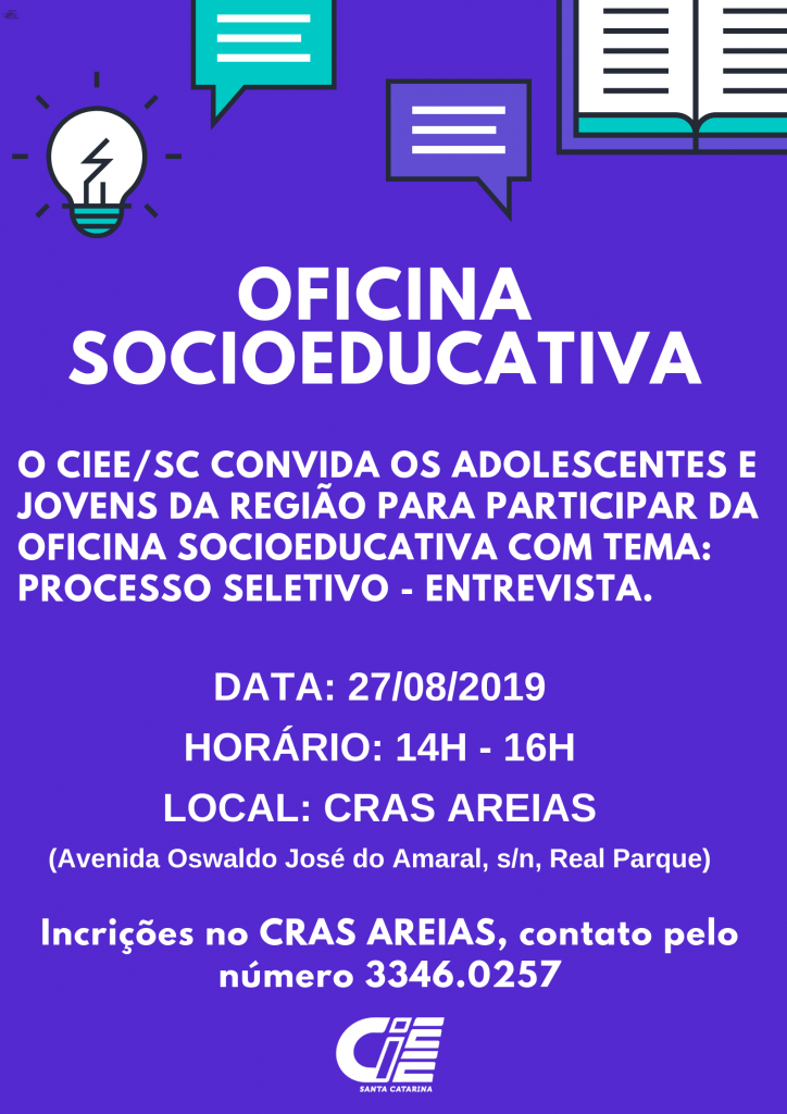 Inscrições para Oficina Socioeducativa no CRAS Areias