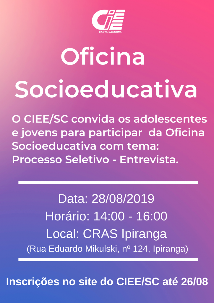 Inscrições Oficina Socioeducativa no CRAS Ipiranga